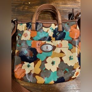 FOSSIL Key-Per Floral Multicolor Coated Canvas & Leather Mod Floral Crossbody